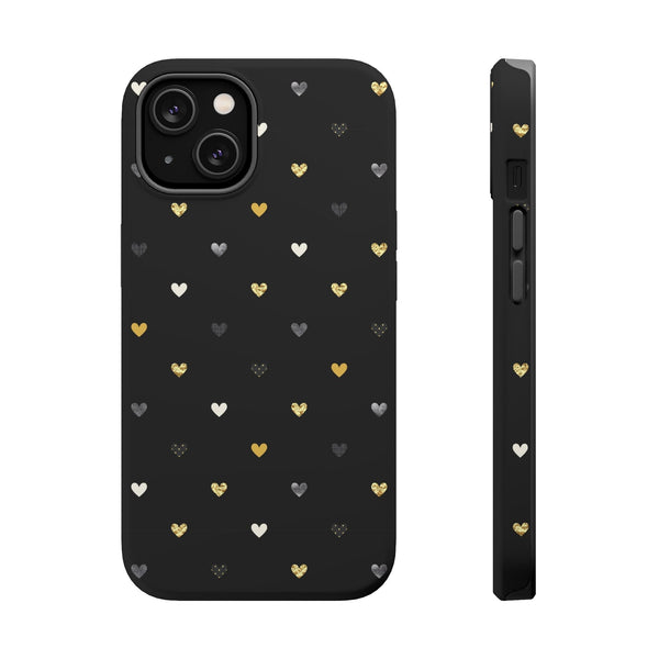 Stylish Magnetic Tough Phone Case with Heart Pattern - Perfect for Love & Friendship Printify