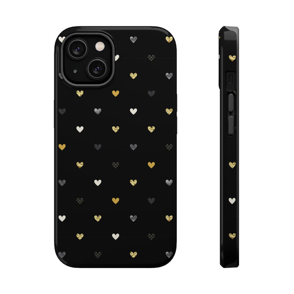 Stylish Magnetic Tough Phone Case with Heart Pattern - Perfect for Love & Friendship Printify