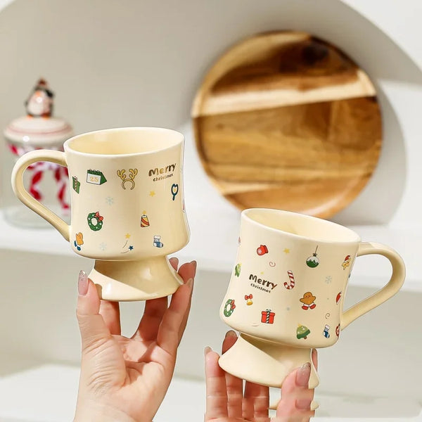 400ml Creative Cartoon Animal Ceramic Mug Christmas elements Graffiti Santa Claus Gift Goblet Milk Breakfast Cup Coffee Cups My Addiction