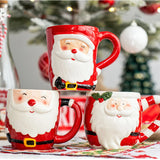 Santa Claus Mug Cartoon Ceramic Coffee Cup Decorate Home Breakfast Drinks Oatmeal Milk Mug Fine Ceramic Coffee Cup Holiday Gifts My Addiction