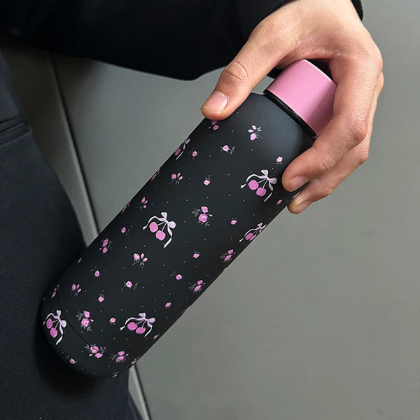 Kawaii Cherry Stainless Steel Thermos Bottle 500ml Tumbler Coffee Cup Cool Korean Travel Insulated Flask Thermal Water Bottle My Addiction