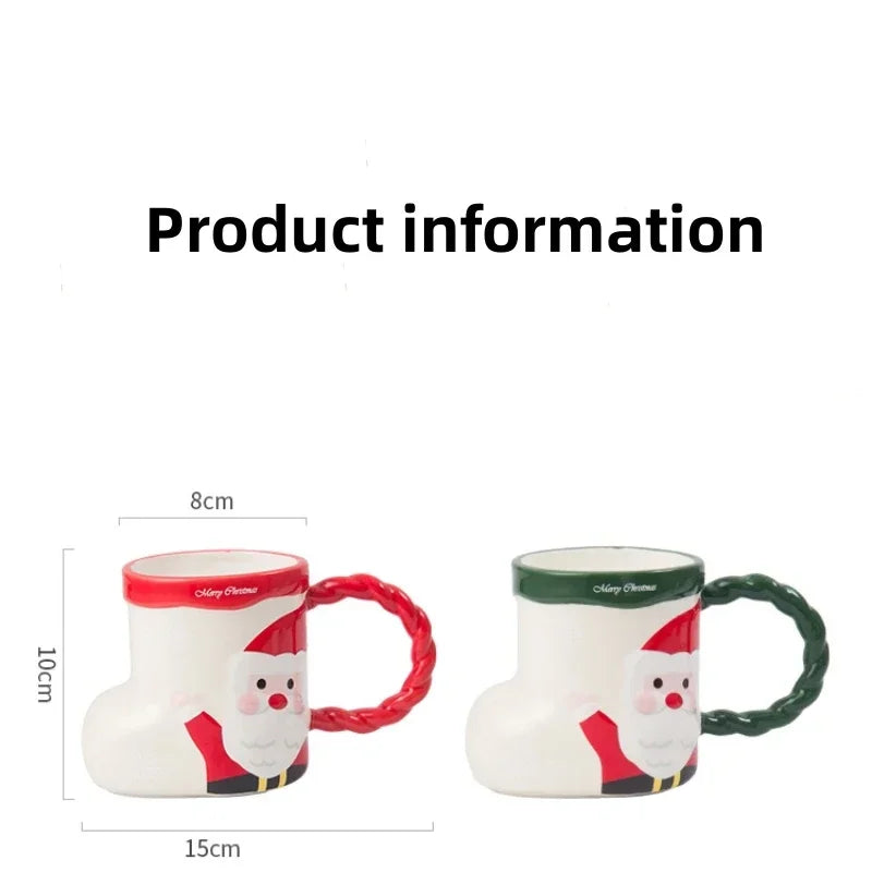 360ML Christmas Socks Modeling Mug Creative Cute Ceramic Cups Santa Claus Snowman Coffee Cup Home Living Room Decor Xmas Gifts My Addiction