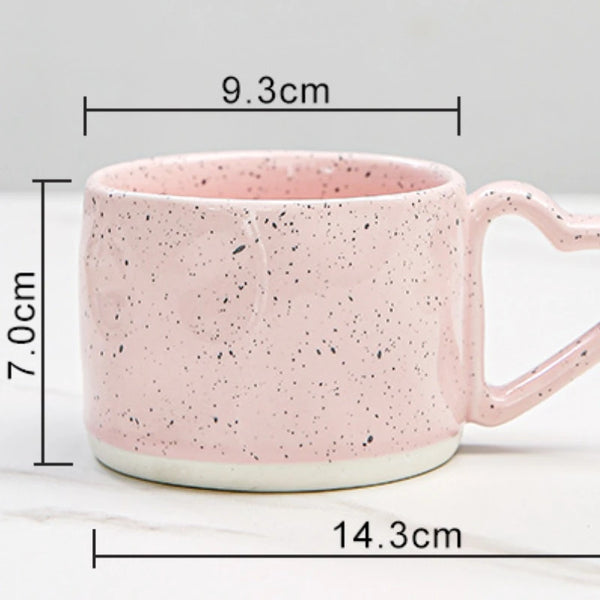 300ml Korean Style Ceramics Cup Cute and High-value Home Coffee Cups with Pink Heart-shaped Handle Breakfast Milk Oatmeal Mugs My Addiction