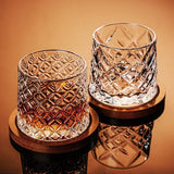 Creative Whiskey Glasses with base Spinning Glassware Cocktails Wine Brandy Cup Water Juice Tea Mug Party Drinking Glass Tumbler My Addiction