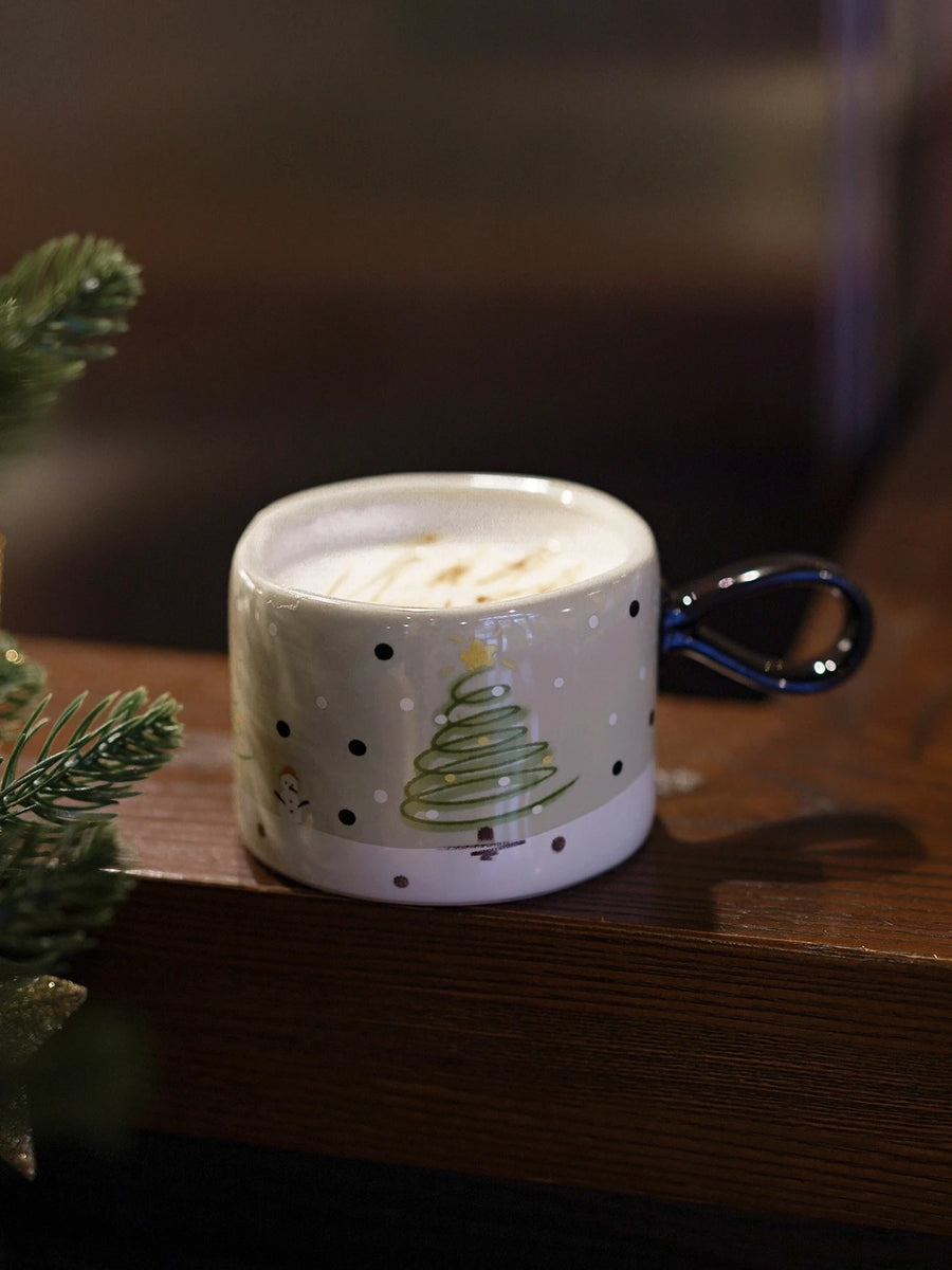 280ml Vintage Xmas Tree Ceramic Mug Coffee Mug Cute Snowman Snowflake Latte Cup Home Water Mugs Christmas Party Gift Send Friend My Addiction