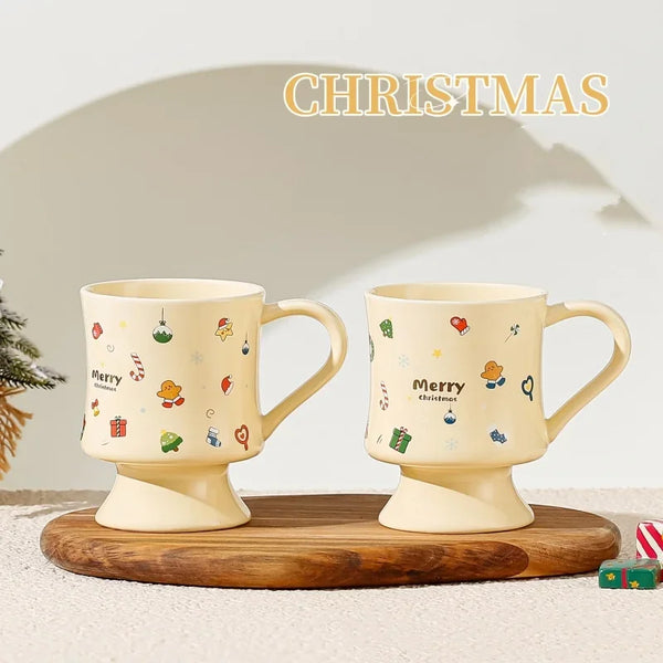 400ml Creative Cartoon Animal Ceramic Mug Christmas elements Graffiti Santa Claus Gift Goblet Milk Breakfast Cup Coffee Cups My Addiction