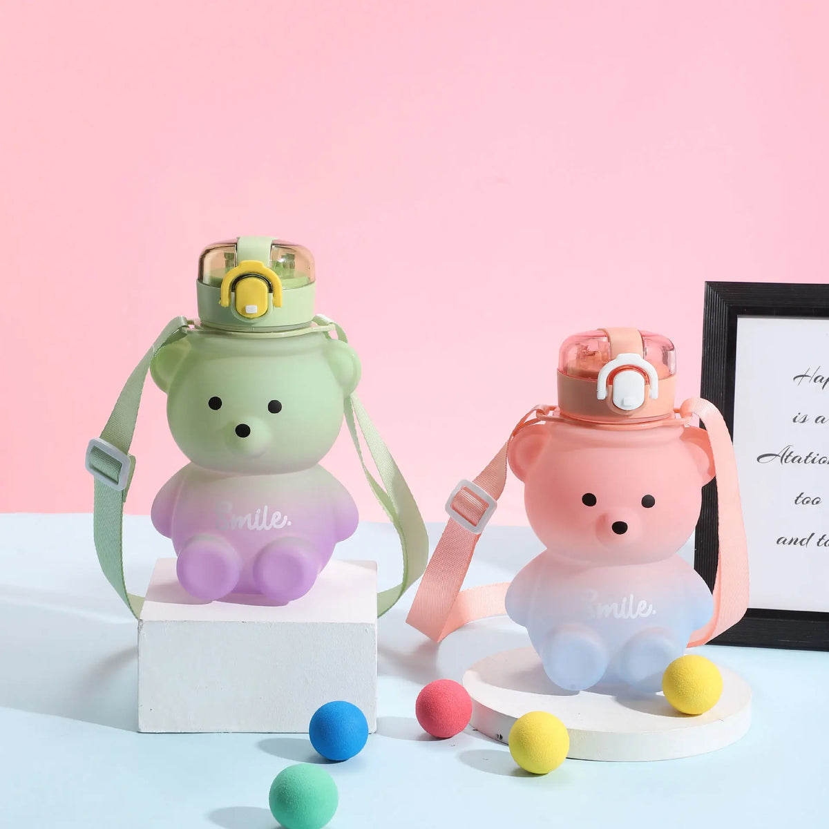 Cute Bear Cup Various Modes Tumbler with Straw Kawaii Water Bottle for Girl Kid Outdoor Drinking Kettle My Addiction