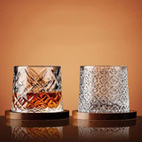 Creative Whiskey Glasses with base Spinning Glassware Cocktails Wine Brandy Cup Water Juice Tea Mug Party Drinking Glass Tumbler My Addiction