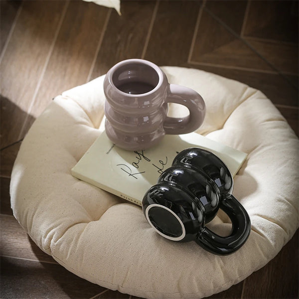 Cute Donut Ceramic Mug, Nordic Style, Creative, Large Capacity, Coffee Cup, Simple Couple Water Cup, Dark Color My Addiction