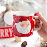 Santa Claus Mug Cartoon Ceramic Coffee Cup Decorate Home Breakfast Drinks Oatmeal Milk Mug Fine Ceramic Coffee Cup Holiday Gifts My Addiction