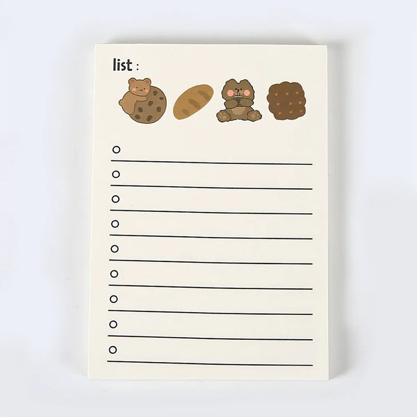 Korean Bear Fruit Non-sticky Notes Lined Memo Pads Cute Check to Do List Shopping Daily Weekly Planner Notepad Stationery Agenda My Addiction
