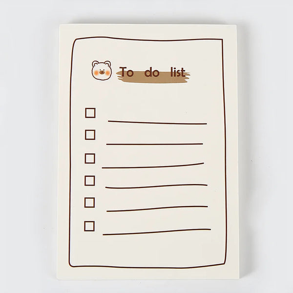 Korean Bear Fruit Non-sticky Notes Lined Memo Pads Cute Check to Do List Shopping Daily Weekly Planner Notepad Stationery Agenda My Addiction