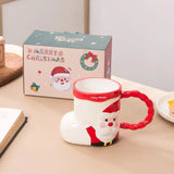 360ML Christmas Socks Modeling Mug Creative Cute Ceramic Cups Santa Claus Snowman Coffee Cup Home Living Room Decor Xmas Gifts My Addiction