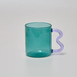 Coffee Mug Colorful Ear Glass Mug Handmade Simple Wave Coffee Cup for Hot Water Tumbler Gift Drinkware 300ml My Addiction