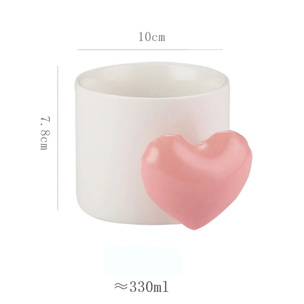 Cute Hearts Coffee Cup Ceramic Mug Luxury Aesthetic Cups For Tea Milk Water Juice Breakfast Cup Birthday Personalized Gift 330ml My Addiction