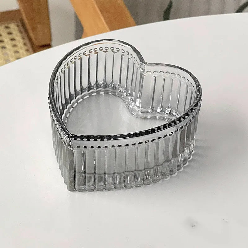 Striped Glass Heart Shape Bowl Dessert Ice Cream Pudding Bowl Glass Bowl Household Bowls Heart Shaped Bowl Fruit Dish My Addiction