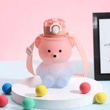 Cute Bear Cup Various Modes Tumbler with Straw Kawaii Water Bottle for Girl Kid Outdoor Drinking Kettle My Addiction