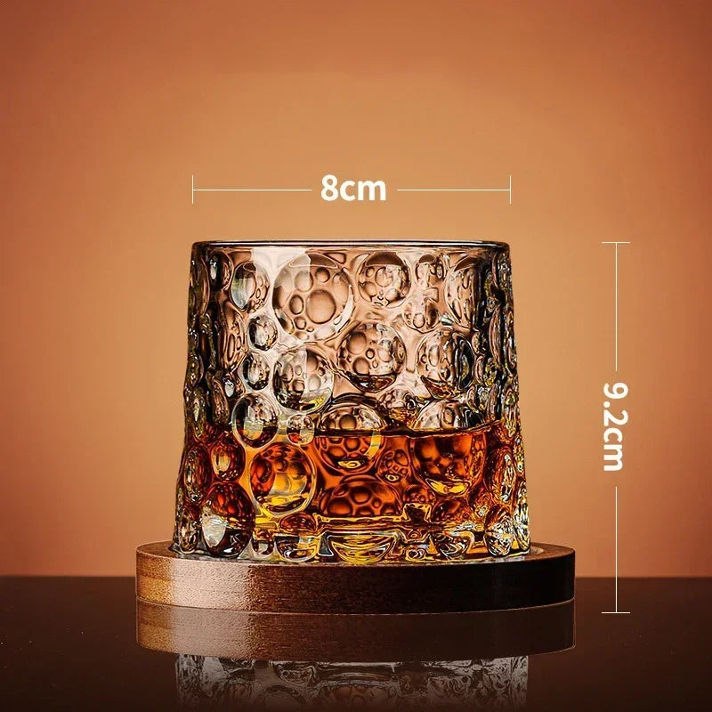 Creative Whiskey Glasses with base Spinning Glassware Cocktails Wine Brandy Cup Water Juice Tea Mug Party Drinking Glass Tumbler My Addiction