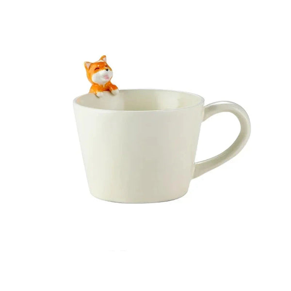 European Cartoon Tea Dog Cat Ceramic Mug Birthday Gift Porcelain Dessert Milk Cup Cute Kids Water Cup Couple Mug Home Decoration My Addiction