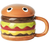 300ml Ceramic Cup Creative Hamburger Coffee Cup Cute Cartoon Children's Mug Breakfast Oatmeal Milk Cups with Lid Home Cups My Addiction