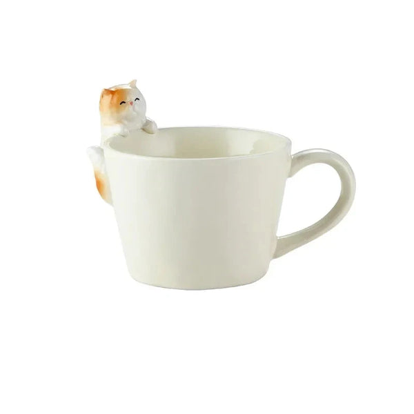 European Cartoon Tea Dog Cat Ceramic Mug Birthday Gift Porcelain Dessert Milk Cup Cute Kids Water Cup Couple Mug Home Decoration My Addiction