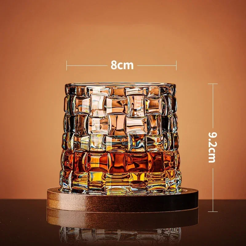 Creative Whiskey Glasses with base Spinning Glassware Cocktails Wine Brandy Cup Water Juice Tea Mug Party Drinking Glass Tumbler My Addiction