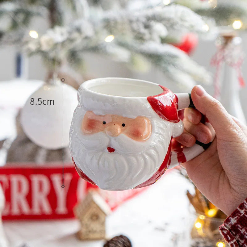 Santa Claus Mug Cartoon Ceramic Coffee Cup Decorate Home Breakfast Drinks Oatmeal Milk Mug Fine Ceramic Coffee Cup Holiday Gifts My Addiction