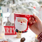 Santa Claus Mug Cartoon Ceramic Coffee Cup Decorate Home Breakfast Drinks Oatmeal Milk Mug Fine Ceramic Coffee Cup Holiday Gifts My Addiction