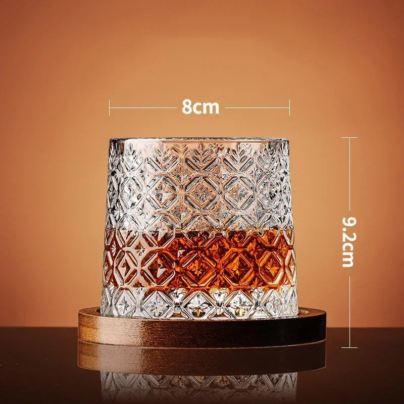 Creative Whiskey Glasses with base Spinning Glassware Cocktails Wine Brandy Cup Water Juice Tea Mug Party Drinking Glass Tumbler My Addiction