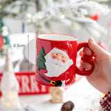 Santa Claus Mug Cartoon Ceramic Coffee Cup Decorate Home Breakfast Drinks Oatmeal Milk Mug Fine Ceramic Coffee Cup Holiday Gifts My Addiction