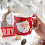 Santa Claus Mug Cartoon Ceramic Coffee Cup Decorate Home Breakfast Drinks Oatmeal Milk Mug Fine Ceramic Coffee Cup Holiday Gifts My Addiction