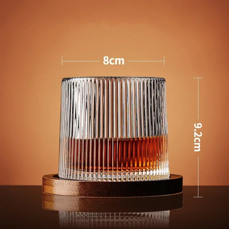 Creative Whiskey Glasses with base Spinning Glassware Cocktails Wine Brandy Cup Water Juice Tea Mug Party Drinking Glass Tumbler My Addiction